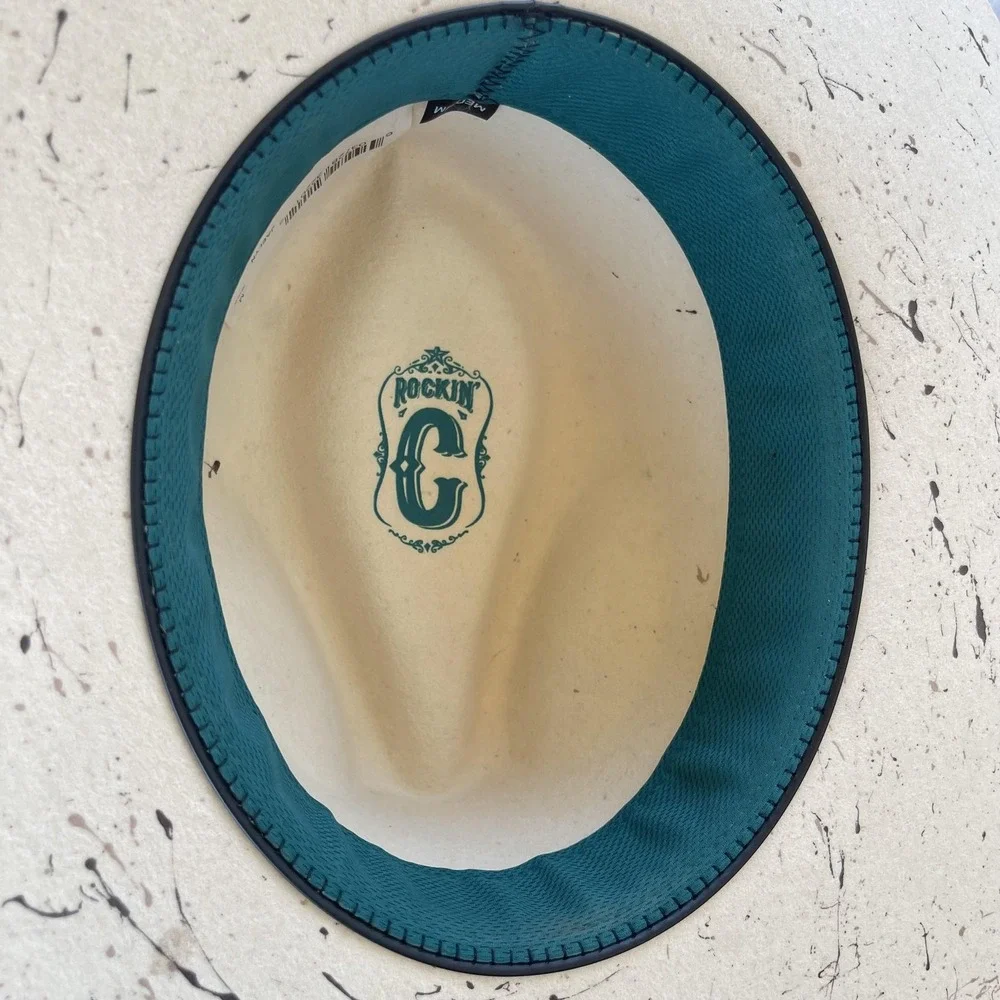 Rockin C Jaelyn Hat Women White Maroon Medium Velvet Band Cowgirl Fitted Western